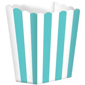 Amscan Scalloped Striped Popcorn Holder (Pack of 5) Robins Egg Blue (One Size)