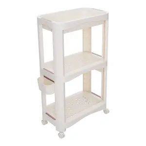 3-Tier Playroom Storage Cart Plastic Cart, White