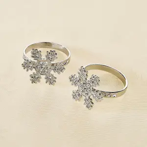 Celebright Sparkling Silver Snowflake Napkin Rings - Pack of 8