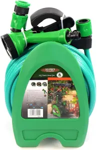 MantraRaj Wall-Fixed 10M Garden Hose Pipe Reel Patio Set with 7 Setting Function Professional Water Spray Gun Nozzle For Multi-Use