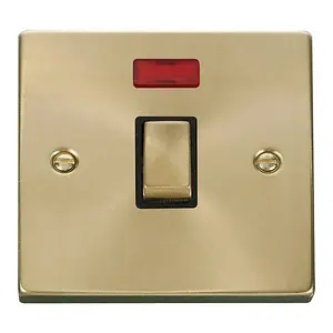 Satin / Brushed Brass 1 Gang 20A Ingot DP Switch With Neon - Black Trim - SE Home