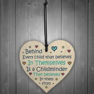 Wood Hanging Heart Thank You Gift for Childminder Teacher Friendship Gift Keepsake