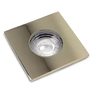 4 PACK - Polished Brass GU10 Square Fire Rated Downlight - IP65 - SE Home