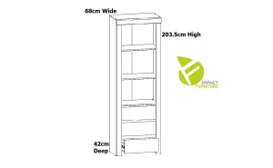 Display Cabinet Tall Unit Shelving Bookcase Modern White Gloss Oak Effect Holten