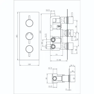 Venus Triple Outlet Concealed Valve with Round Shower Head, Slide Rail Kit & Overflow Filler