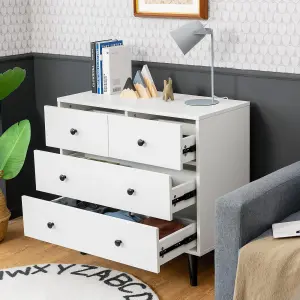 COSTWAY 4-Drawer Dresser Chest Wooden Storage Drawer Cabinet Modern Beside Table