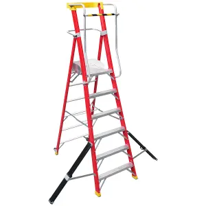 Excel Electricians Fibreglass Podium Step Ladder 6 Tread 2.61m EN131-7