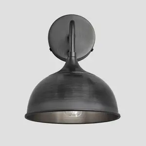 Industville Chelsea Dome Wall Light, 8 Inch, Pewter, Pewter Holder