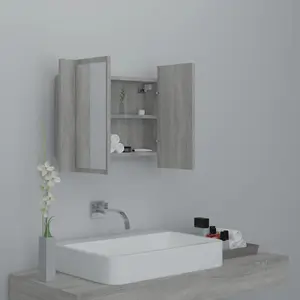 Berkfield LED Mirror Cabinet Grey Sonoma 60x12x45 cm Engineered Wood