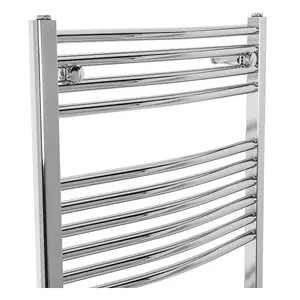 Rinse Curved Bathroom Heated Towel Rail Warmer Radiator Central Heating Chrome - 1200x600mm