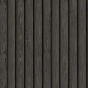 Holden Wooden Slat Panelling Wallpaper 3D Wood Panel Faux Effect Stripes Feature Charcoal 50430