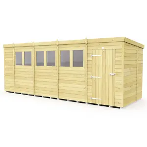 18 x 6 Feet Pent Shed - Single Door With Windows - Wood - L178 x W533 x H201 cm