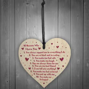 Handmade Anniversary Gift For Husband Wife Wood Heart Cute Valentines Gift For Him Her Keepsake