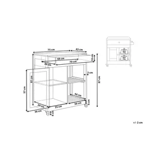 Ambon Solid Wood Top Kitchen Trolley Black