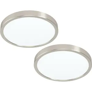 2 PACK Ceiling Light Satin Nickel 285mm Round Surface Mounted 20W LED 3000K