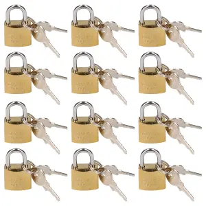 12 x 20mm Shackle Brass Padlock / Security / Lock Gate Door Shed AT002