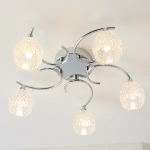 Anson Lighting Georgia Chrome and Clear Glass 5 Light Semi Flush Ceiling Fitting