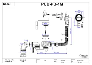 McAlpine PUB-PB-1M 1.5" x 70mm Pop-Up Push Button Bath Waste and Overflow