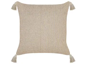 Throw Cushion ARALIA Cotton 45 x 45 cm Solid Beige