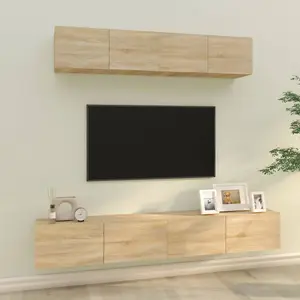 Berkfield 4 Piece TV Cabinet Set Sonoma Oak Engineered Wood