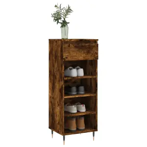 Berkfield Shoe Cabinet Smoked Oak 40x36x105 cm Engineered Wood