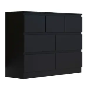 Large 7 Drawer Merchant Chest Sideboard Chest Of Drawers Matt Black