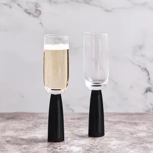 Oslo Champagne Flutes (Set of 2) Clear/Black