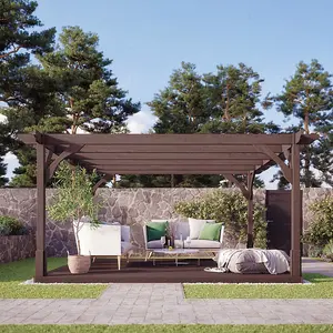 Premium Pergola and Decking Kit - Wood - L240 x W240 cm - Rustic Brown