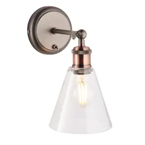 Haven Aged Pewter and Aged Copper Industrial 1 Light Wall Light