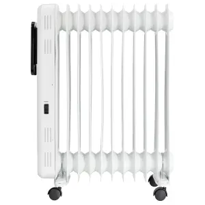 Russell Hobbs Electric Heater 2500W White Digital 11 Fin Oil Filled Radiator with Remote & 2 Year Guarantee RHOFR2521-D