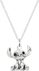 Disney Sterling Silver Lilo And Stitch Pendant Necklace