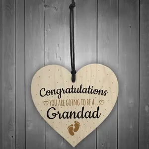 Red Ocean Handmade Pregnancy Announcent Gift Wooden Heart Congratulations Grandad Dad From Bump Gifts