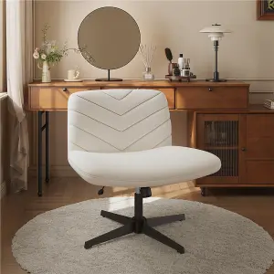 Yaheetech Beige Fabric Swivel Desk Chair with No Arms