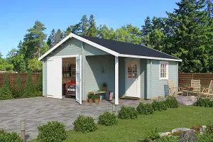 Nevis + wooden door-Log Cabin, Wooden Garden Room, Timber Summerhouse, Home Office