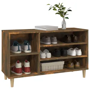 Berkfield Shoe Cabinet Smoked Oak 102x36x60 cm Engineered Wood