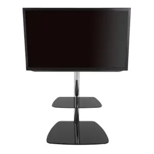 AVF Iseo 60cm Pedestal TV Stand, for TVs up to 55" - Black Glass