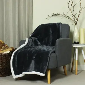 Essentials Soft Velvet Luxe Sherpa Fleece Throw