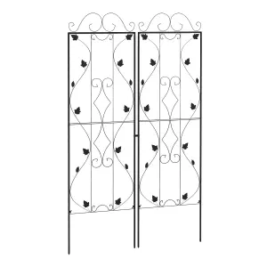 Outsunny Set of 2 Metal Trellis for Climbing Plants, Leaf Design, 50 x 181cm