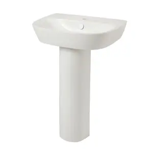 GoodHome Malo Gloss White Oval Full pedestal Basin (H)79cm (W)54.5cm