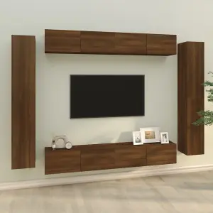 Berkfield 8 Piece TV Cabinet Set Brown Oak Engineered Wood