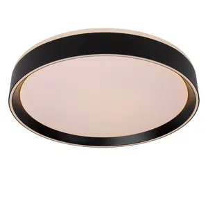 Lucide Nuria Modern Flush Ceiling Light 40cm - LED Dim. - 1x24W 2700K - 3 StepDim - Black