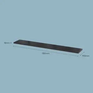 GoodHome Rigga Satin black Rectangular Floating shelf (L)118cm x (D)19cm