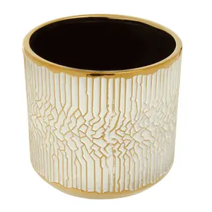 Interiors by Premier Honna Large White Gold Ceramic Planter