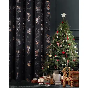 Eyelet Room Darkening Thermal Curtains (Set of 2) Black