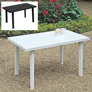 URBNLIVING 126cm Length Anthracite Large Summer Weather Proof Plastic Rectangle Table Garden Patio Dining Furniture