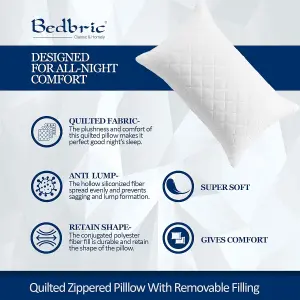 Bedbric Pillows 4 Pack Bed Pillow & Hotel Pillows Quilted Side Sleeper Pillow