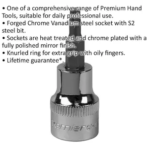 Premium T20 TRX Star Socket Bit - 3/8" Drive with S2 Steel and Knurled Grip