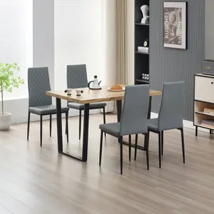 Colorado Dining Table with 4 Grey  Emily Leather Chairs