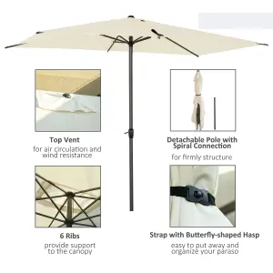 Outsunny 2.58m Aluminium Garden Parasol Sun Umbrella Angled Canopy Beige