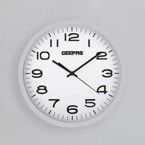 Geepas Wall Clock, 12 ''Non-ticking Analog Wall Clock, Modern Large Number Round Clock